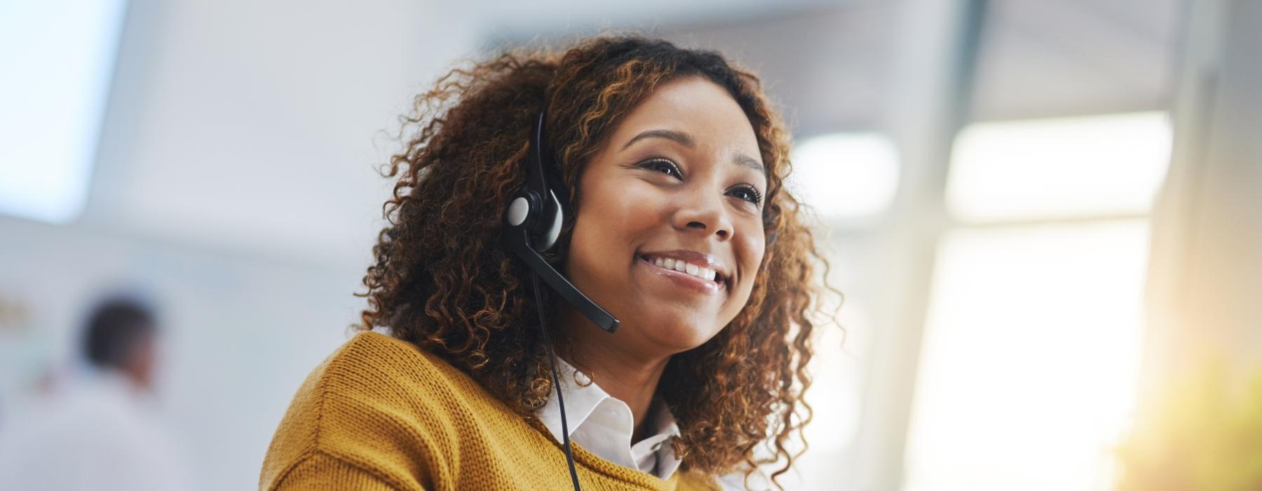 a woman wearing a headset