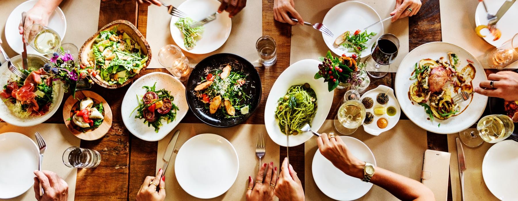 a table full of food